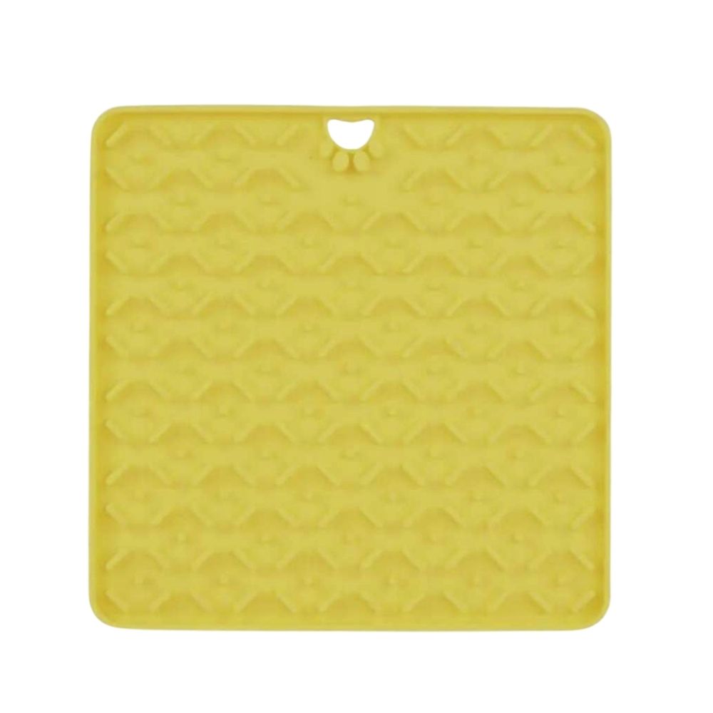 Tapis de léchage avec ventouses - jaune